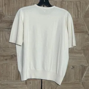 Women's Cream Short Sleeve Sweater Size S/M Light Academia thumbnail 3