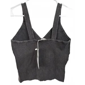 Mango Cotton V-Neck Tank Strap Top Choco Charcoal NWT Teens Medium thumbnail 4