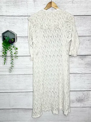 American Vintage Vintage Cream Lace Open Front Robe Duster Cardigan Size Small thumbnail 11
