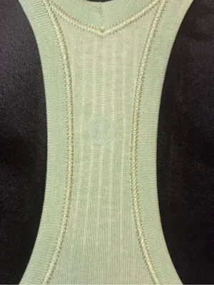 Lululemon Ribbed Sage Green Scoop Neck Tank Top with Built in Bra thumbnail 5