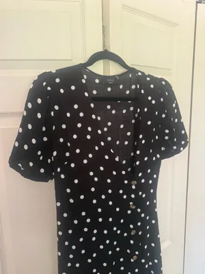 VICI Black & White Polka Dot Faux Wrap Dress Midi Dress Size Small thumbnail 3