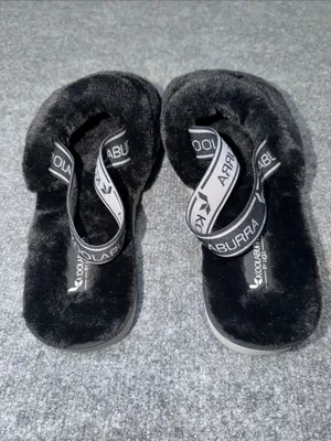 Koolaburra By Ugg Black Faux Fur Slide Sandals with Branded Elastic Strap thumbnail 6