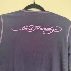 Ed Hardy women’s Purple Graphic Long Sleeve Shirt large thumbnail 8