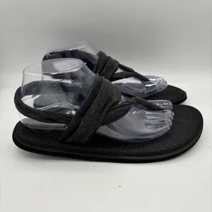 Sanuk Sandals Womens 9Yoga Flat Thong Slingback Black/grayFabric Casual‎ Comfort thumbnail 4