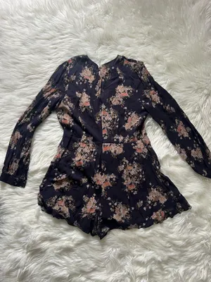 Astr the Label Floral Print Long Sleeve Romper Size XL thumbnail 8
