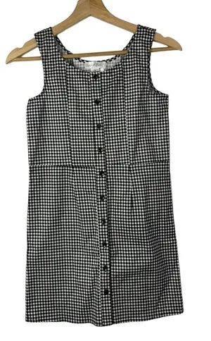 Tilly's White Fawn Black & White Square Plaid Button‎ Front Mini Dress M thumbnail 1