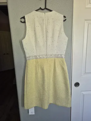 MOTF White And Yellow A-Line Skirt Dress thumbnail 5
