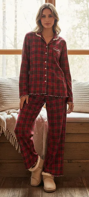 Secret Treasures Plaid Pajama Set Red Green Size XL thumbnail 1