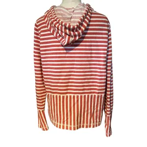 J. Crew Hoodie Pockets Red White Stripe Long Sleeve Front Pockets Relaxed SZ Lg thumbnail 5