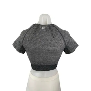 Domyos Women's Gray Short Sleeve Crew Neck Yoga T-Shirt Athletic Crop Top Size S thumbnail 2