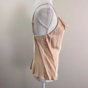 Olivaceous Cowl Neck Cami Top Champagne Beige Satin Viscose Rayon Medium NEW thumbnail 2