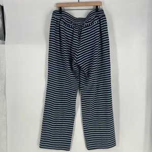 New York & Company Pants Womens XL Navy Blue White Striped Sailor Lace Up‎ thumbnail 2
