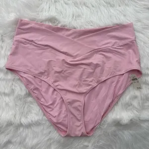 Aerie High Rise Full Coverage Crossover Bikini Bottom Bloom Size XXL thumbnail 3