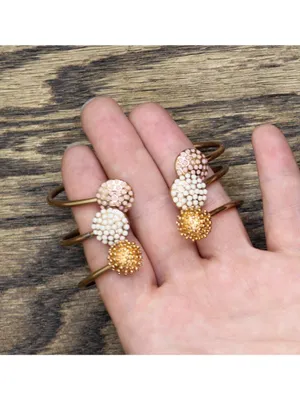 NEW Open Cuff Bypass Bangle Stone Cluster 3 Pack Bracelets Gold Multi 2.75" thumbnail 5