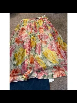 Phool Floral Chiffon Maxi Skirt - Yellow & Pink‎ thumbnail 3