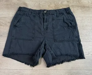 Aerie Women's Shorts Gray Solid Adventure Utility Frayed Hem linen blend size M thumbnail 1