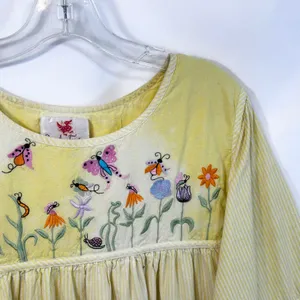 VTG Quacker Factory XL Nightgown‎ Yellow Embroidered Butterfly Cottagecore 411 thumbnail 8