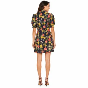 Marissa Webb Women's Dress Size 2 Floral Puff Sleeve Button Front Cottage thumbnail 2