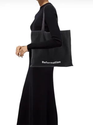 Reformation Black Canvas Logo Tote thumbnail 3