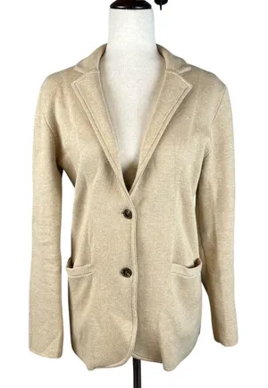 J. Crew Mercantile Womens 2 Button Sweater Blazer Size‎ S Beige 100% Cotton thumbnail 1