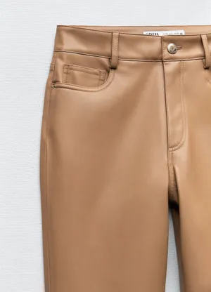 Faux Leather Mini Flare Pants thumbnail 3