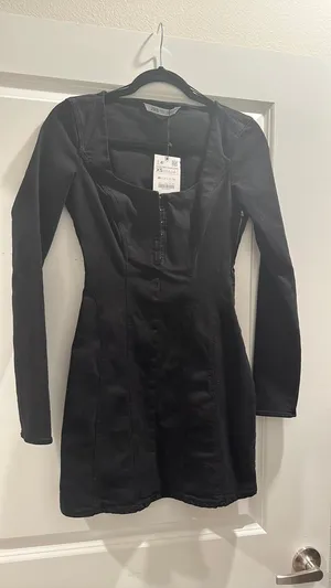 ZARA Black Corset Denim Dress thumbnail 5