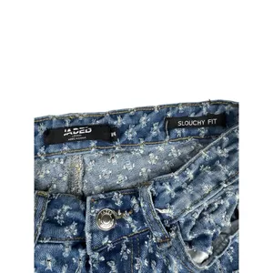 Jaded London - Distressed & Faded Wide Leg Denim Jeans in Blue & White thumbnail 3