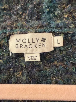 Molly Bracken Teal-Blue Bouclé Button Cardigan thumbnail 3