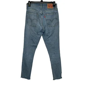 Levi's Women Jeans Wedgie‎ Skinny Button Fly Raw Hem Distressed Denim Blue Small thumbnail 11