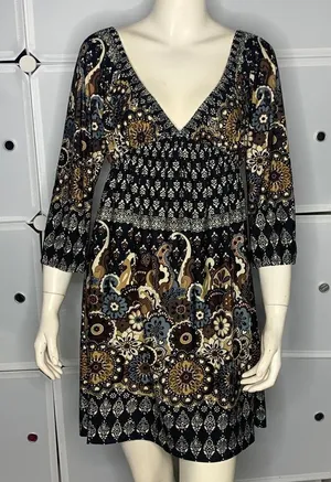 Blush Multicolor Polyester V-Neck Dress Size Large thumbnail 1