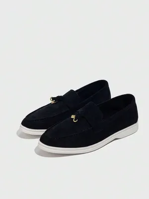 Faux Suede Metal Accent Moccasin Loafers thumbnail 3