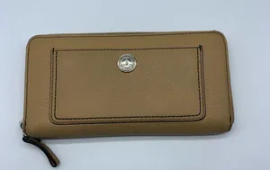 Coach tan and brown leather zip around wallet thumbnail 16