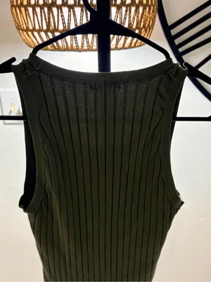 Olive Green Ribbed Tank Top thumbnail 7