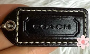 1.5" y2k COACH Vintage Dark Brown Fob Bag Charm Hang tag Hangtag thumbnail 1
