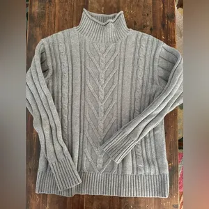 J.Crew roll-neck cable knit sweater in Gray🩶 thumbnail 1
