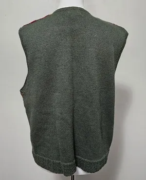 Vintage Koret Petites Olive Autumn Floral Embroidered Vneck Vest Size Medium thumbnail 4