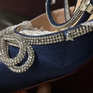 Blue and Silver Stiletto Heels with Rhinestone Embellishments thumbnail 7