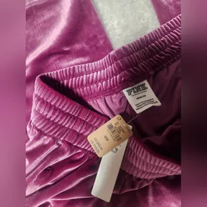 NWT VICTORIA'S SECRET PINK Velour Shine Logo Wide-Leg Pants Size M thumbnail 5