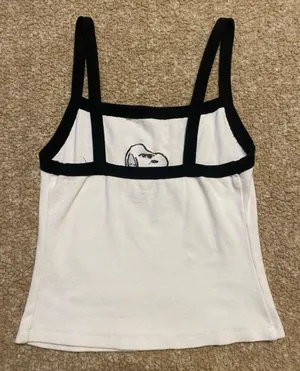Peanuts Snoopy Y2K Tank Top White Size XS thumbnail 3