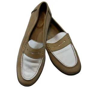 Sperry Womens Seaport Penny Loafers Tan‎ White Leather Preppy Slip On STS83410 9 thumbnail 2