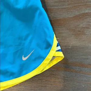 Nike Women's Athletic Shorts in Teal and‎ Yellow Dri-Fit thumbnail 2