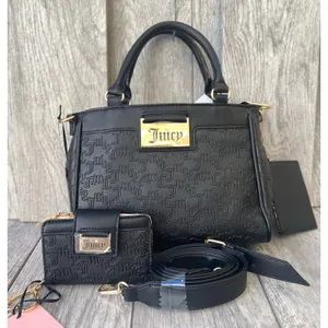 Juicy Couture Black Embossed Logo Satchel with Removable Strap & Wallet thumbnail 1