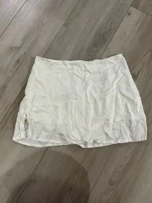 shein white linen mini skirt thumbnail 2