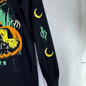 Halloween Black Graphic Sweatshirt Pumpkin Skeleton Haunted House Bats thumbnail 3