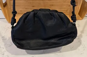 Black leather adjustable strap crossbody shoulder bag minimalist retro western thumbnail 3
