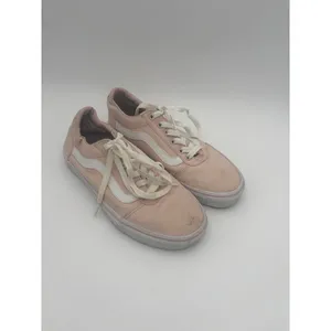 Vans Old Skool Pink and White Womans 7.5 Sneakers Low Top Side Striped Signature thumbnail 3