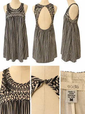 Ecote Anthropologie Embroidered Open Back Swing Dress Medium Boho Cotton thumbnail 6
