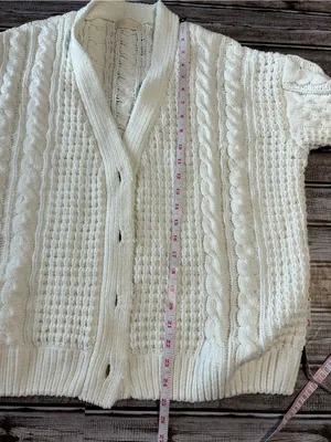 Altar'd State Coastal Ivory Cable Knit Button Cardigan Size XS thumbnail 5