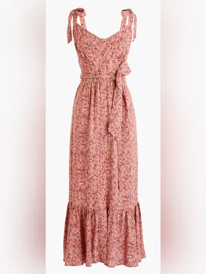 J crew Button-front midi dress with ruffle‎ hem in soft rayon size 8 thumbnail 3