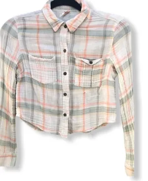 Free People Plaid Cotton Crop Shirt‎ thumbnail 1